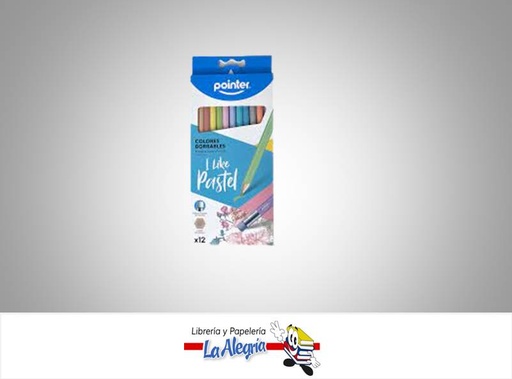 [7453038422000] LAPICES DE COLORES 12 COL BORRABLE PASTEL MARCA POINTER   