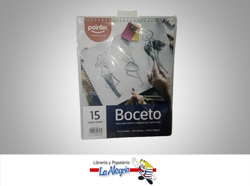 [7453038423960] BLOCK DE BOCETO ESPIRAL SB15 22.9X30.5 CM 100G 15 HOJAS MARCA POINTER