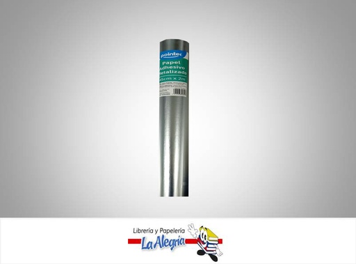 [7453038435079] PAPEL ADHESIVO METALIZADO 45CMX2M PLATA MARCA POINTER   