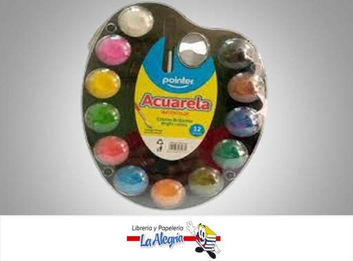 [7453038435772] ACUARELA EN PASTILLA CON PINCEL WC5570 12 MARCA POINTER