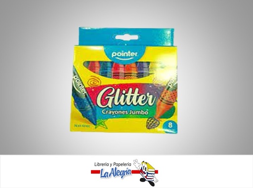 [7453038436151] CREYON DE CERA ESCARCHADO JUMBO 8 COLORES MARCA POINTER