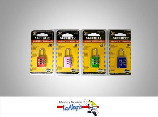 [7453038436625] CANDAD C/COMBINACION 20 MM COLOR SURTIDO MARCA SECURITY   