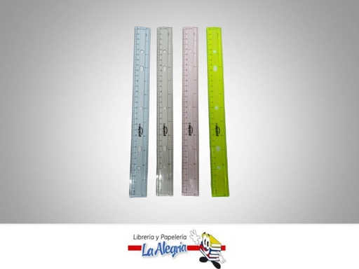 [7453038440912] REGLA ACRILICA 30CM RU071C COLORES VARIADOS MARCA POINTER