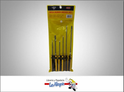 [7453038443913] SET D/DESTORNILLADOR 6 PIEZAS MARCA CASTOR   