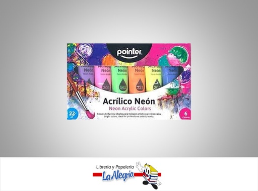 [7453038444064] PINTURA ACRILICA NEON NAP622ML 22 ML ESTUCHE 6 COLORES MARCA POINTER