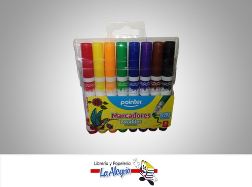 [7453038448291] MARCADOR LAVABLE WC1916 PUNTA GRUESA PAQ 8 COLORES MARCA POINTER