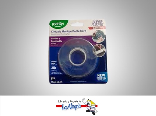 [7453038452786] CINTAS ADHESIVA DOBLE FAZ 19MMX1.5MT UND MARCA POINTER   