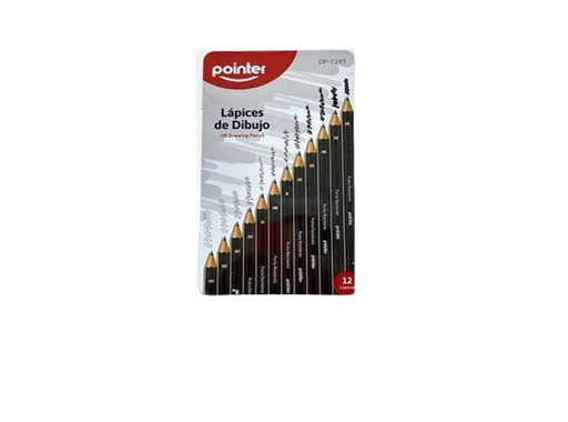[7453038454421] LAPIZ DE DIBUJO H-5H/HB/B-6B ESTUCHE MET MARCA POINTER   