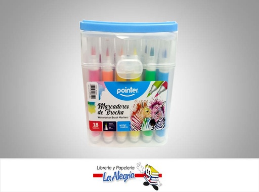 [7453038463102] MARCADOR PUNTA DE PINCEL BUSH WC1912 18 COLORES MARCA POINTER