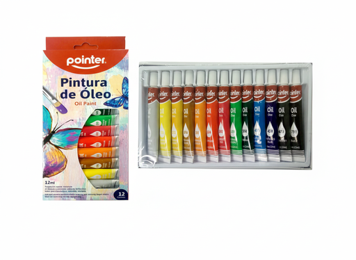 [7453038466356] PINTURA OLEO OP1212B 12ML 12 COLORES  MARCA POINTER