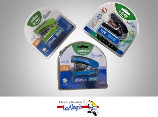 [7453038471756] ENGRAPADORA MINI 26/6 CON GRAPAS ST631D MARCA POINTER