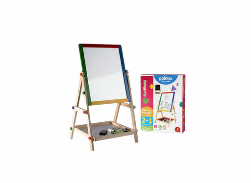 [7453038486521] PIZARRA PORTATIL 2 EN 1 35X65CM BLANCO/NEGRO BASE MADERA REF. Z-1927 MARCA POINTER