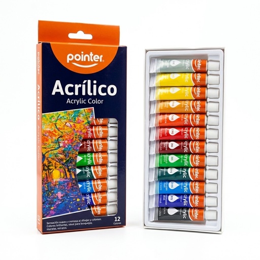 [7453078516103] PINTURA ACRILICA 12COLORES 12ML; E812B  MARCA POINTER