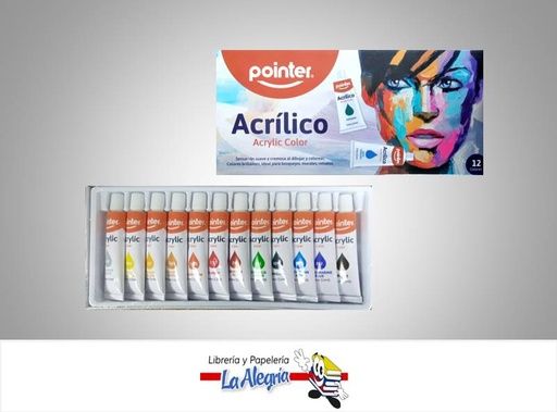 [7453078516103] PINTURA ACRILICA 12ML; 12COLORES MARCA POINTER