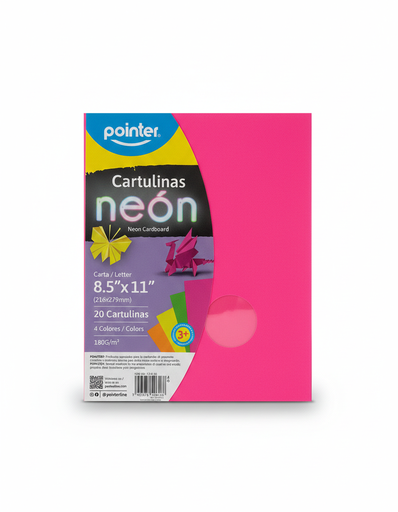 [7453078526188] CARTULINA NEON CT4F20 20 HOJAS 4 COLORES  MARCA POINTER