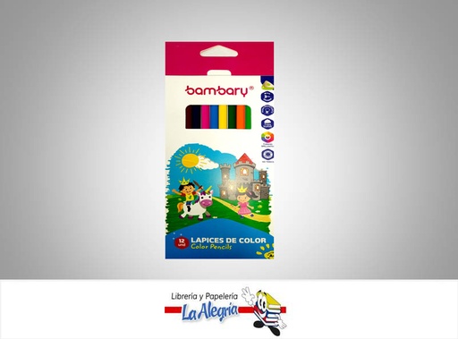 [7453086108864] LAPICES DE COLORES 12 COLORES TRIANGULARES MARCA BAMBARY