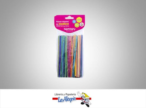 [7453086114780] PALETA MADERA 140X0,5MM MULTICOLOR 120 U MARCA BAMBARY   