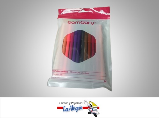 [7453086116593] MARCADORES LAVABLES REDONDOS  PUNTA FINA 2.0MM 205-2515/303 PAQ 24PZ MARCA BAMBARY