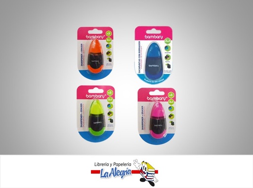 [7453086116906] SACAPUNTA C/DEP PLAST C/BORRADOR VARIA C MARCA BAMBARY   