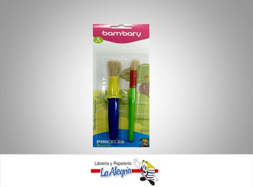 [7453086117057] PINCEL ESCOLAR NATURAL REDONDO 2 PZ MARCA BAMBARY   