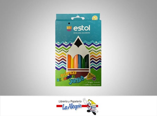 [7453091306996] LAPICES DE COLORES TRIANGULARES 12 COL JUMBO MARCA ESTOL