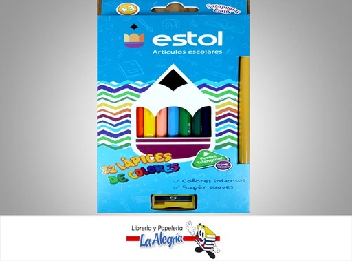 [7453091307016] LAPICES DE COLORES 12 3MM COL TRIANG C/S MARCA ESTOL   