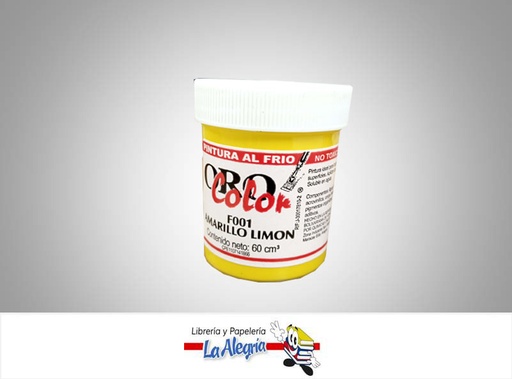 [7590015000322] PINTURA AL FRIO F001 60CC AMARILLO LIMON MARCA ORO COLOR   