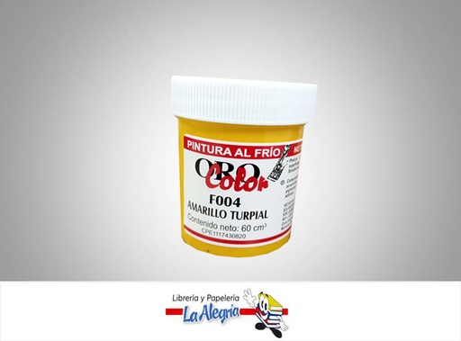 [7590015000353] PINTURA AL FRIO F004 60CC AMARILLO TURPIAL MARCA ORO COLOR