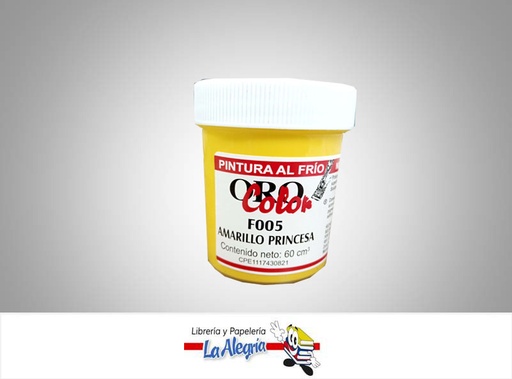 [7590015000360] PINTURA AL FRIO F005 60CC AMARILLO PRINCESA MARCA ORO COLOR