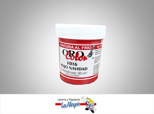 [7590015000476] PINTURA AL FRIO 60CC F016 ROJO NAVIDAD MARCA ORO COLOR