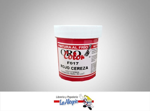 [7590015000483] PINTURA AL FRIO 60CC F017 ROJO CEREZA MARCA ORO COLOR   
