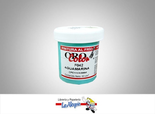 [7590015000735] PINTURA AL FRIO 60CC F042 AGUAMARINA MARCA ORO COLOR   