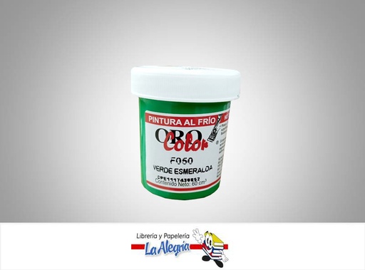 [7590015000810] PINTURA AL FRIO F050 60CC VERDE ESMERALDA MARCA ORO COLOR