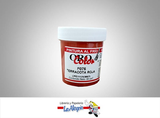 [7590015001060] PINTURA AL FRIO 60CC F075 TERRACOTA ROJA MARCA ORO COLOR   