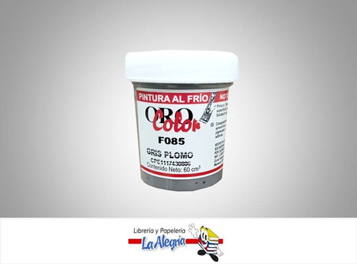 [7590015001169] PINTURA AL FRIO F085 60CC GRIS PLOMO MARCA ORO COLOR   