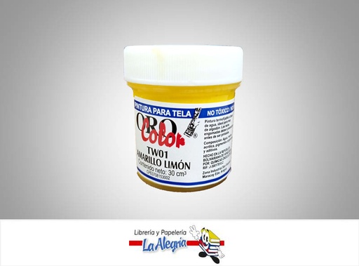 [7590015001633] PINTURA P/TELA TW01 30CCAMARILLO LIMON MARCA ORO COLOR   