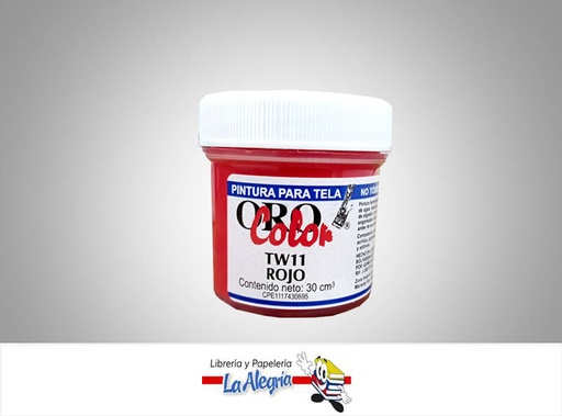 [7590015001732] PINTURA P/TELA TW11 30CC ROJO MARCA ORO COLOR   