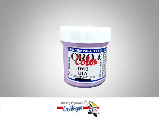 [7590015001749] PINTURA P/TELA TW12 30CC LILA MARCA ORO COLOR   