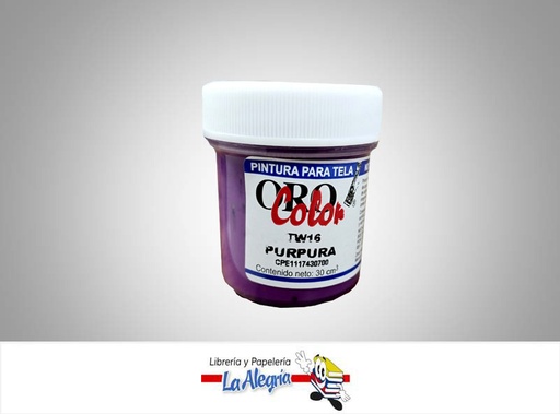 [7590015001787] PINTURA P/TELA TW16 30CC PURPURA MARCA ORO COLOR   