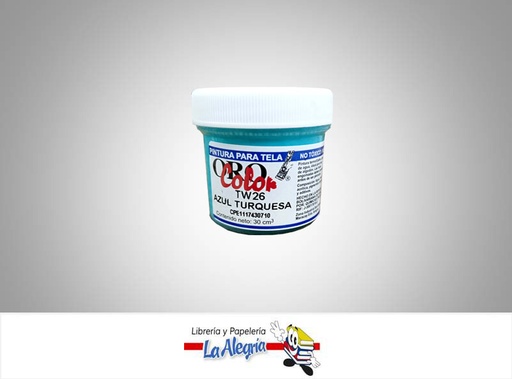 [7590015001846] PINTURA P/TELA TW26 30CCAZUL TURQUESA MARCA ORO COLOR   