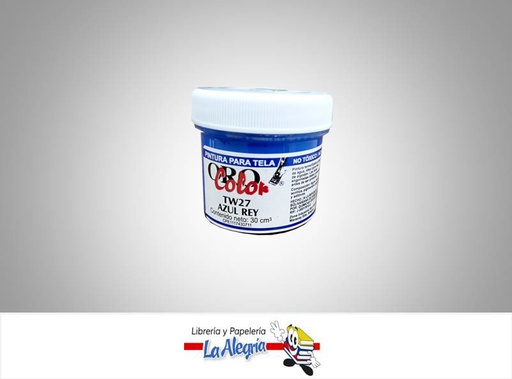 [7590015001893] PINTURA P/TELA TW27 30CCAZUL REY MARCA ORO COLOR   