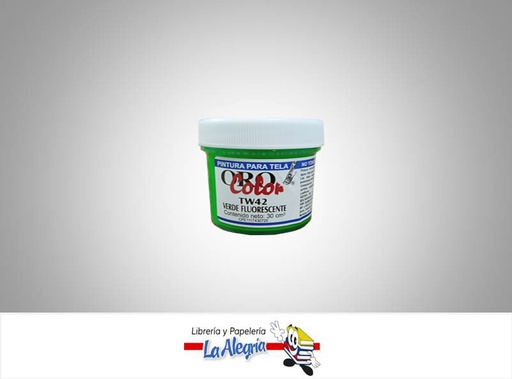 [7590015001985] PINTURA P/TELA TW42 30CC VERDE FLUORESCE MARCA ORO COLOR   