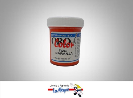 [7590015002067] PINTURA P/TELA 60CC TW03 NARANJA MARCA ORO COLOR   