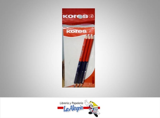 [7590033008546] LAPIZ BICOLOR TRIANGULAR ROJO/AZUL 3 UND MARCA KORES   