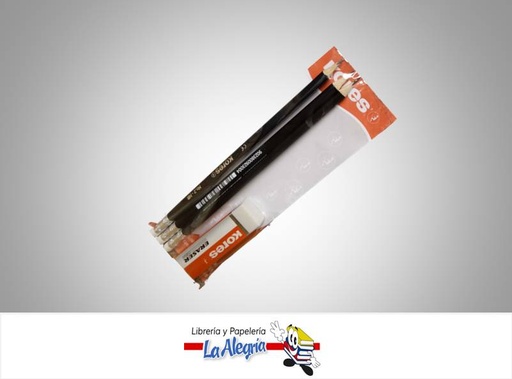 [7590033011324] LAPIZ GRAFITO REDONDO N-2 HB 3 CON BORRADOR UND MARCA KORES