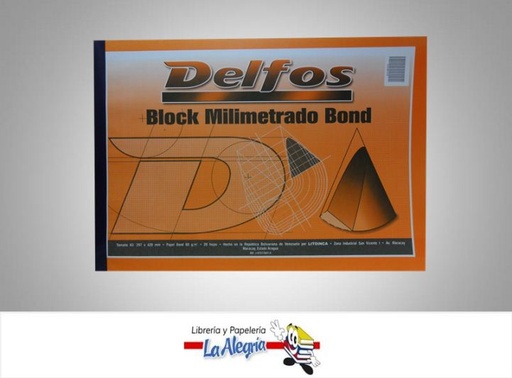 [7591058012058] BLOCK BOND MILIMETRADO A3 20H 60GR MARCA DELFOS   