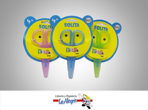 [7591147010425] TIJERA 4'' BEBE CUCHILLA DE PLASTICO MARCA SOLITA   