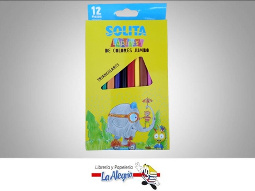 [7591147020707] LAPICES DE COLORES 12 TRIANGULARES JUMBO MARCA SOLITA
