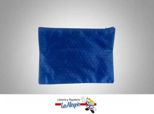 [7591213009414] CARTUCHERA PLAST C/CIERRE 17,5X24CM AZUL MARCA BENGE   