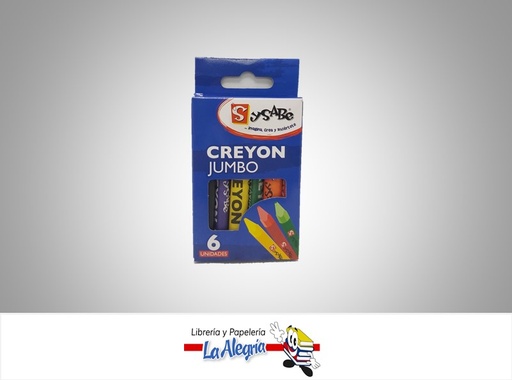 [7591213009964] CREYON DE CERA JUMBO TRIANGULAR 6 COLORES MARCA SYSABE